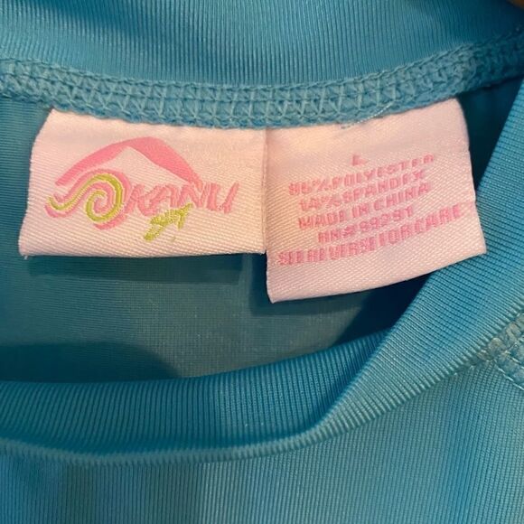 Kanu Surf Sz L Blue SwimSuit  Surfing Beach Paisley Short Sleeve RashGuard Top - Picture 5 of 10